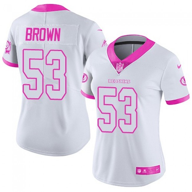 Women's Redskins #53 Zach Brown White Pink Stitched NFL Limited Rush Jersey