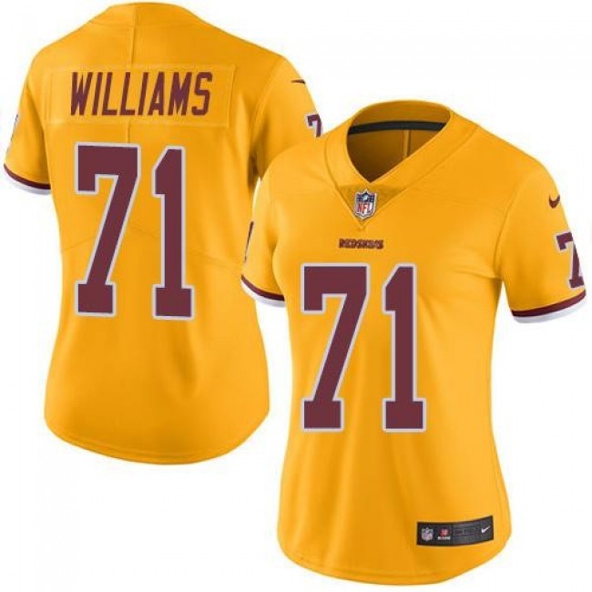 Women's Redskins #71 Trent Williams Gold Stitched NFL Limited Rush Jersey