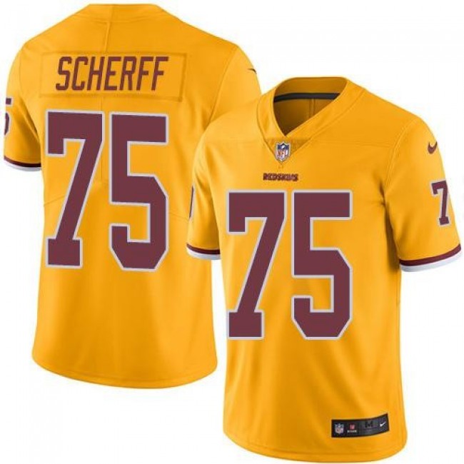 Washington Redskins #75 Brandon Scherff Gold Youth Stitched NFL Limited Rush Jersey