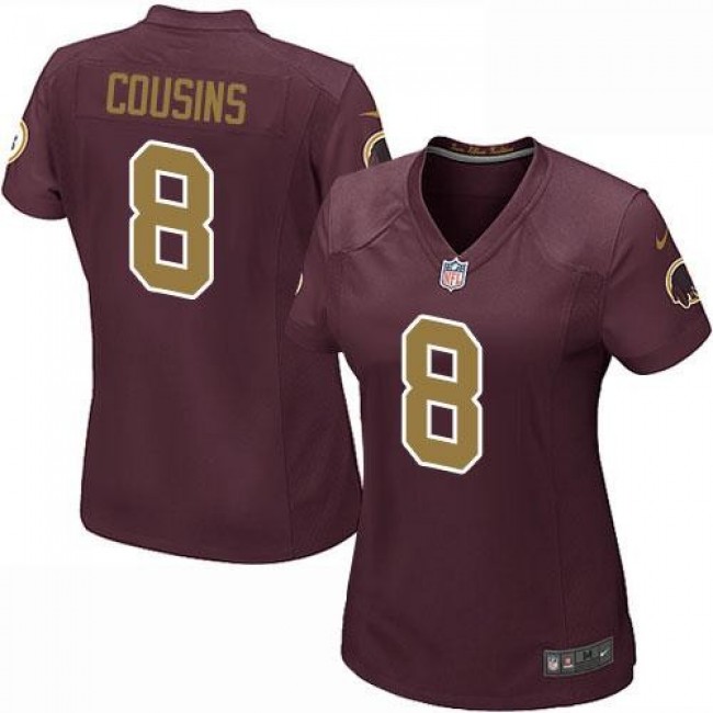 Women's Redskins #8 Kirk Cousins Burgundy Red Alternate Stitched NFL Elite Jersey
