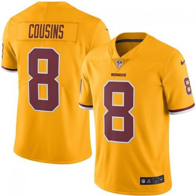 Washington Redskins #8 Kirk Cousins Gold Youth Stitched NFL Limited Rush Jersey