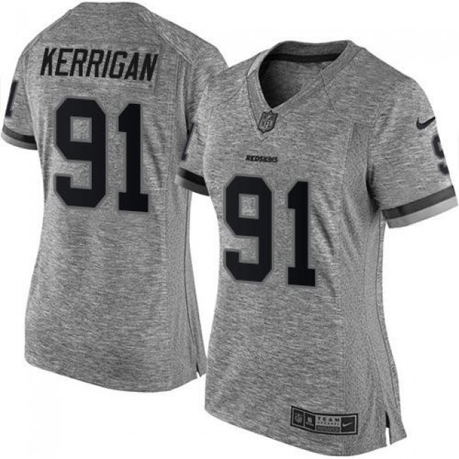 Women's Redskins #91 Ryan Kerrigan Gray Stitched NFL Limited Gridiron Gray Jersey