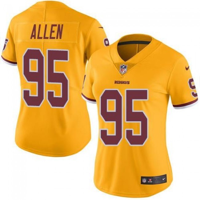 Women's Redskins #95 Jonathan Allen Gold Stitched NFL Limited Rush Jersey